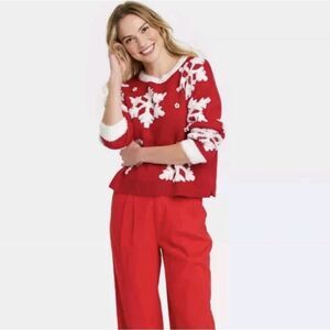 🆕❄️33 Degrees Women's Snowflake Christmas Festive Graphic Sweater